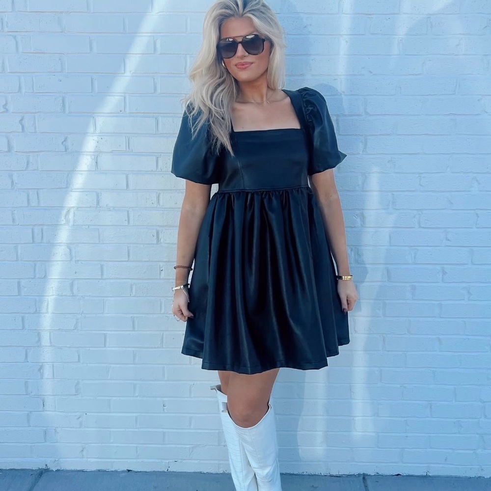 Vici Black Puff Sleeve Mini Dress
